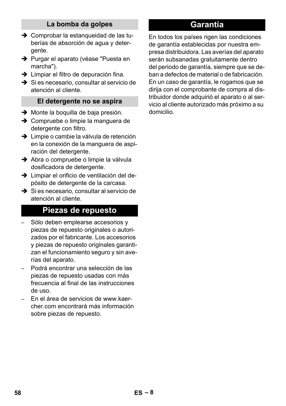 Piezas de repuesto garantía | Karcher HD 10-21 4 SX Plus User Manual | Page 58 / 260