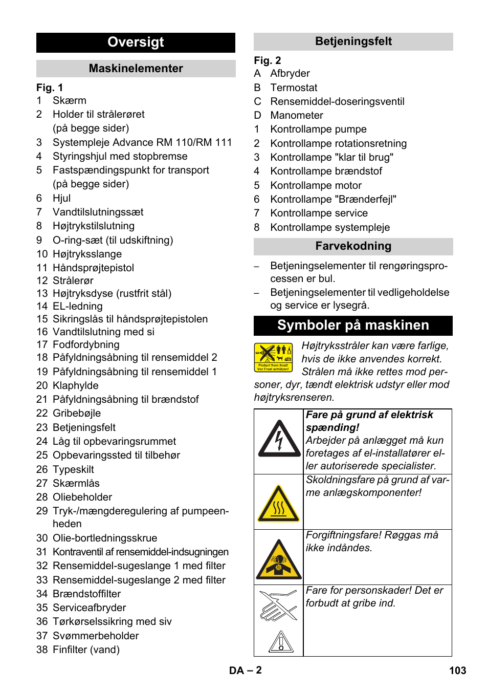 Oversigt, Symboler på maskinen | Karcher HDS 11-18 4 S Basic User Manual | Page 103 / 376