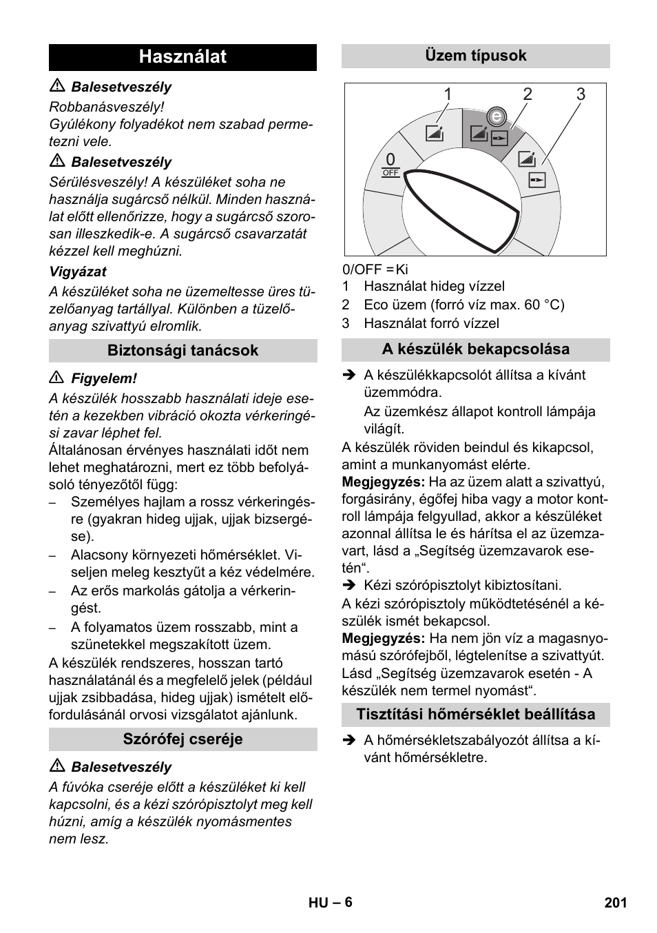 Használat | Karcher HDS 11-18 4 S Basic User Manual | Page 201 / 376