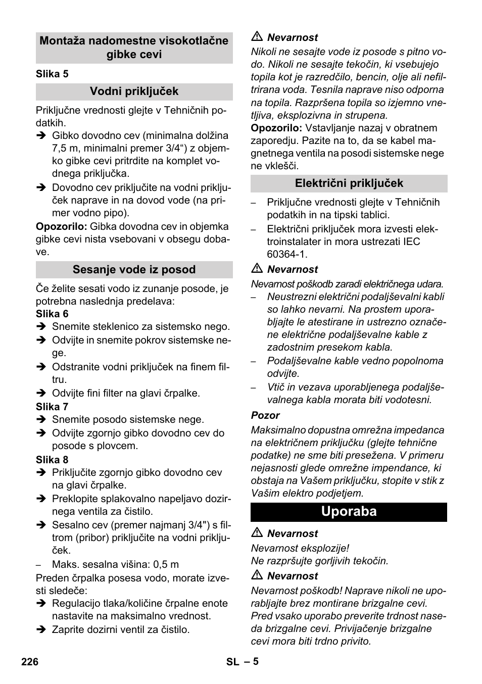 Uporaba | Karcher HDS 11-18 4 S Basic User Manual | Page 226 / 376