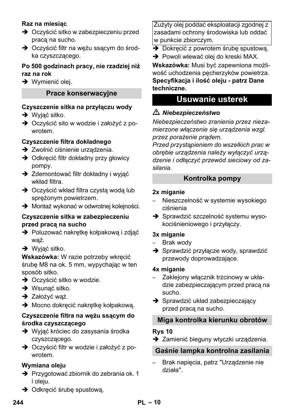 Usuwanie usterek | Karcher HDS 11-18 4 S Basic User Manual | Page 244 / 376