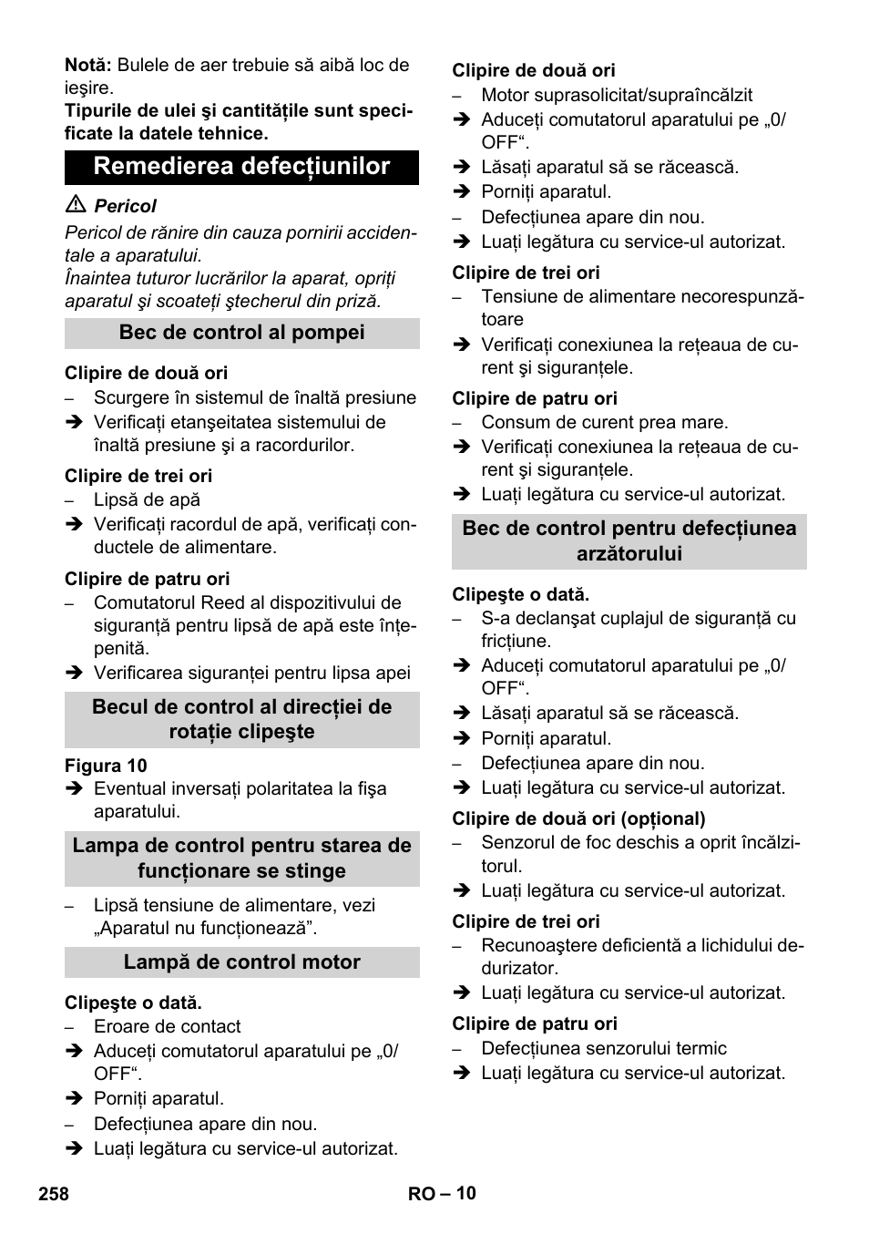 Remedierea defecţiunilor | Karcher HDS 11-18 4 S Basic User Manual | Page 258 / 376