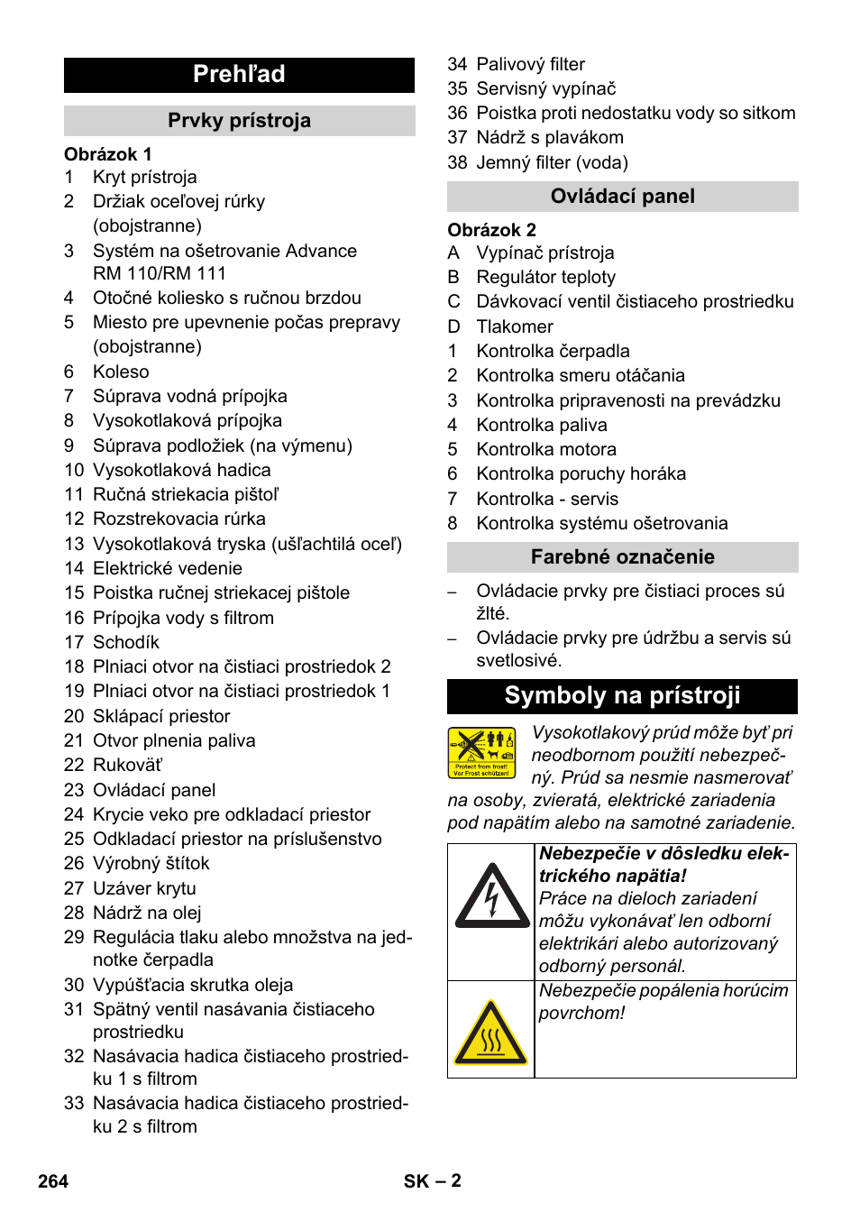 Prehľad, Symboly na prístroji | Karcher HDS 11-18 4 S Basic User Manual | Page 264 / 376