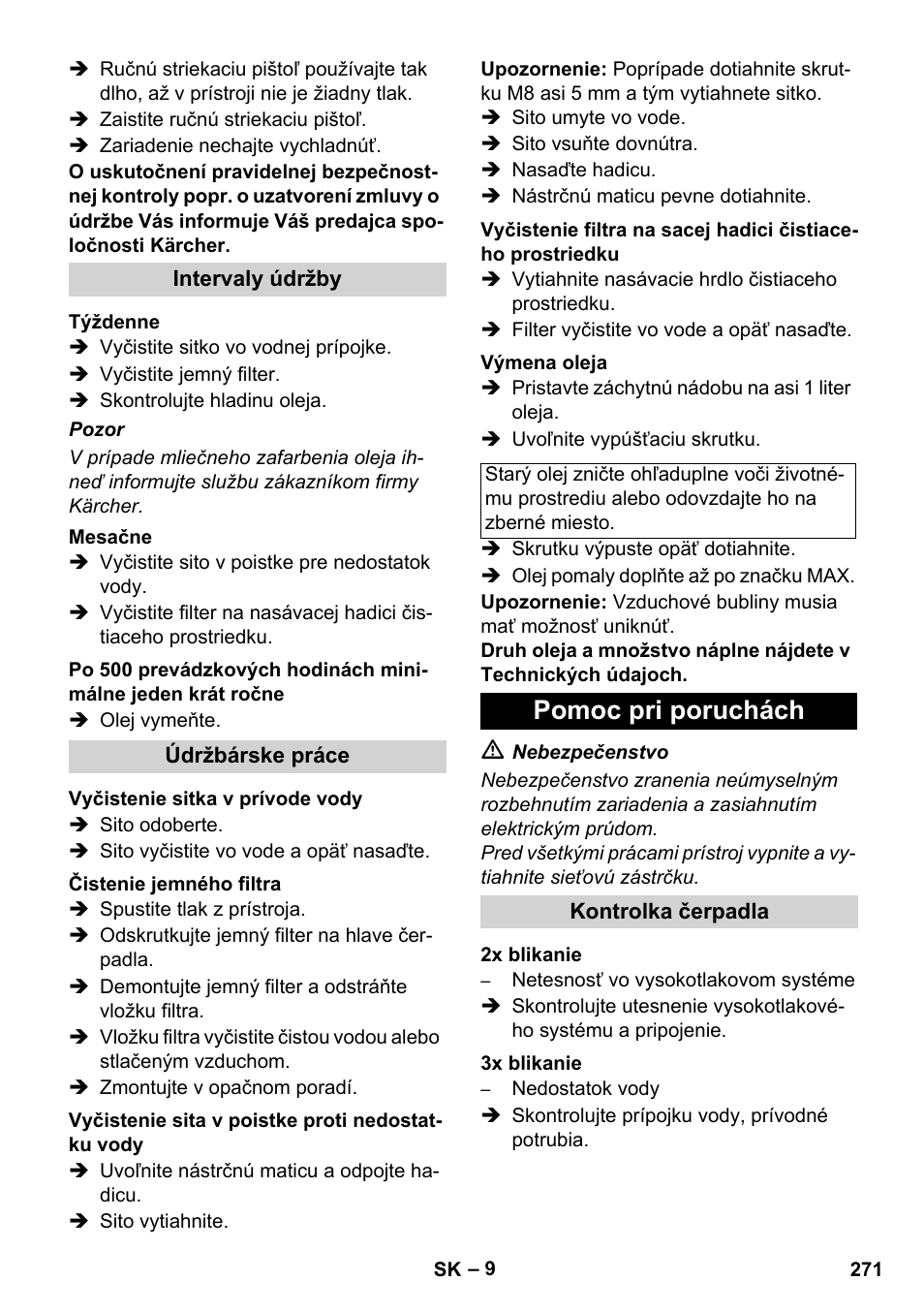 Pomoc pri poruchách | Karcher HDS 11-18 4 S Basic User Manual | Page 271 / 376