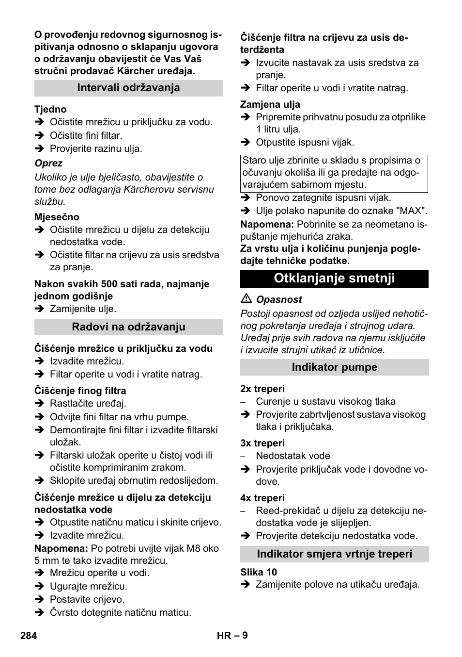 Otklanjanje smetnji | Karcher HDS 11-18 4 S Basic User Manual | Page 284 / 376