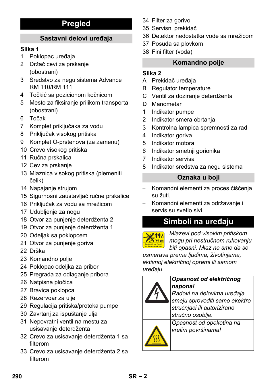 Pregled, Simboli na uređaju | Karcher HDS 11-18 4 S Basic User Manual | Page 290 / 376