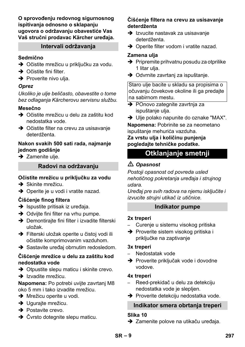 Otklanjanje smetnji | Karcher HDS 11-18 4 S Basic User Manual | Page 297 / 376