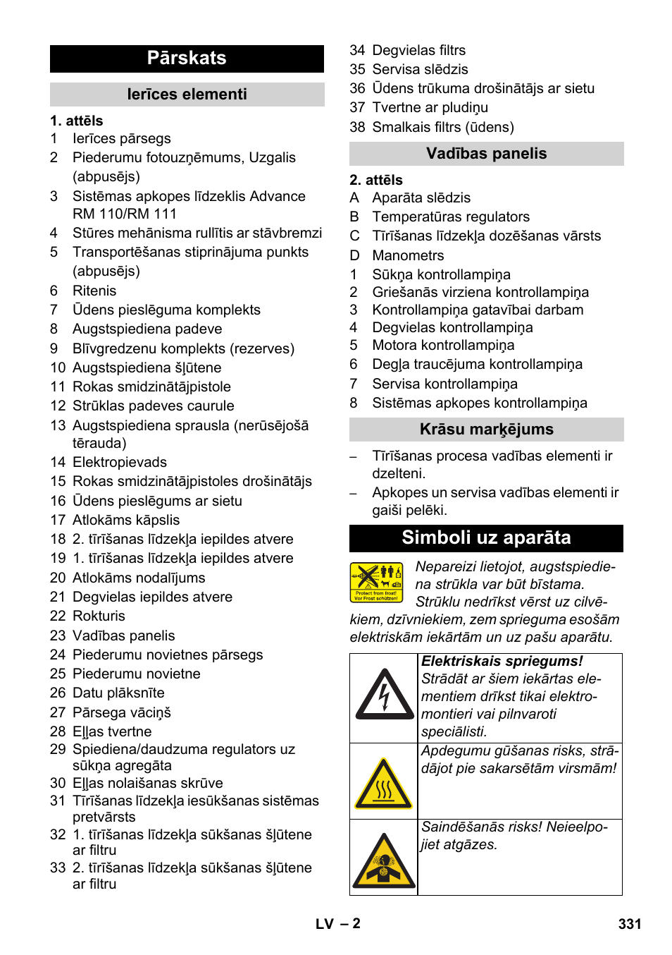 Pārskats, Simboli uz aparāta | Karcher HDS 11-18 4 S Basic User Manual | Page 331 / 376
