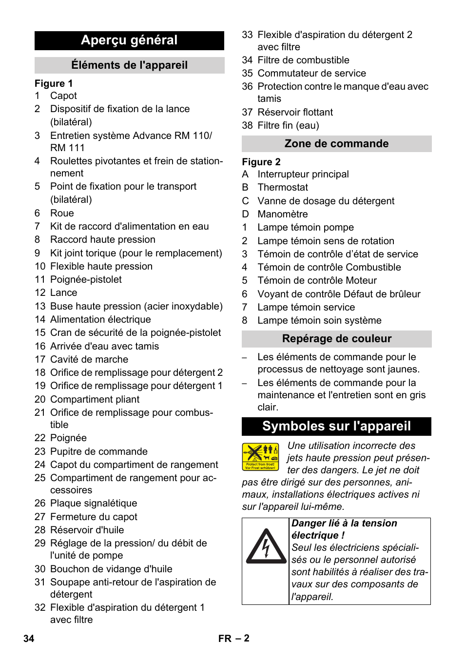 Aperçu général, Symboles sur l'appareil | Karcher HDS 11-18 4 S Basic User Manual | Page 34 / 376