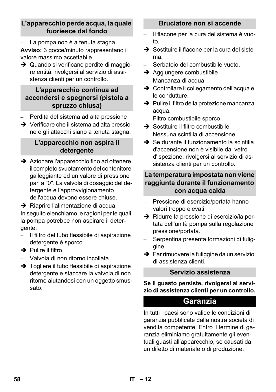 Garanzia | Karcher HDS 11-18 4 S Basic User Manual | Page 58 / 376