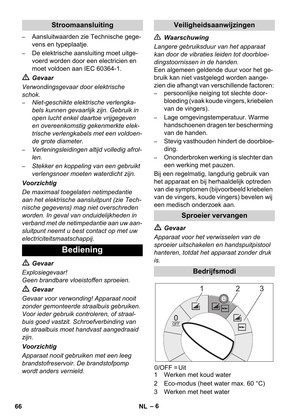 Bediening | Karcher HDS 11-18 4 S Basic User Manual | Page 66 / 376