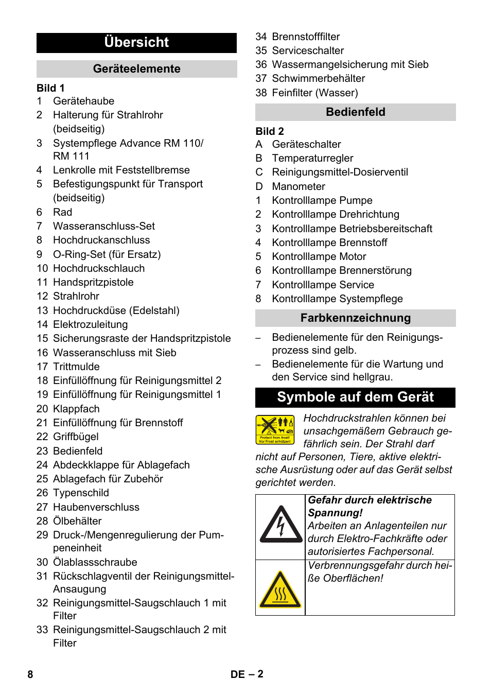 Übersicht, Symbole auf dem gerät | Karcher HDS 11-18 4 S Basic User Manual | Page 8 / 376