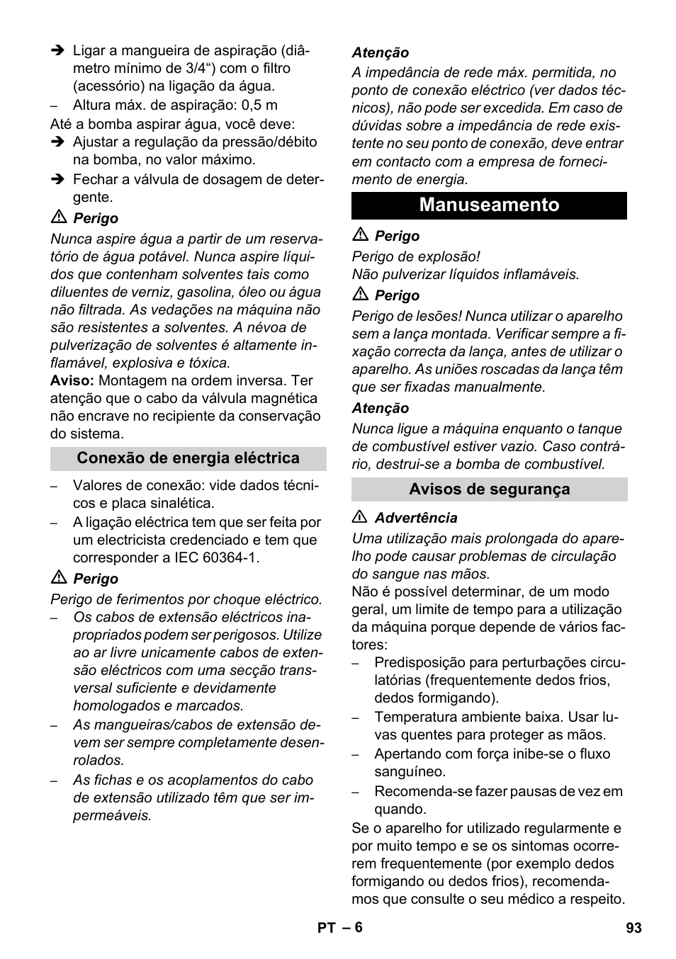 Manuseamento | Karcher HDS 11-18 4 S Basic User Manual | Page 93 / 376