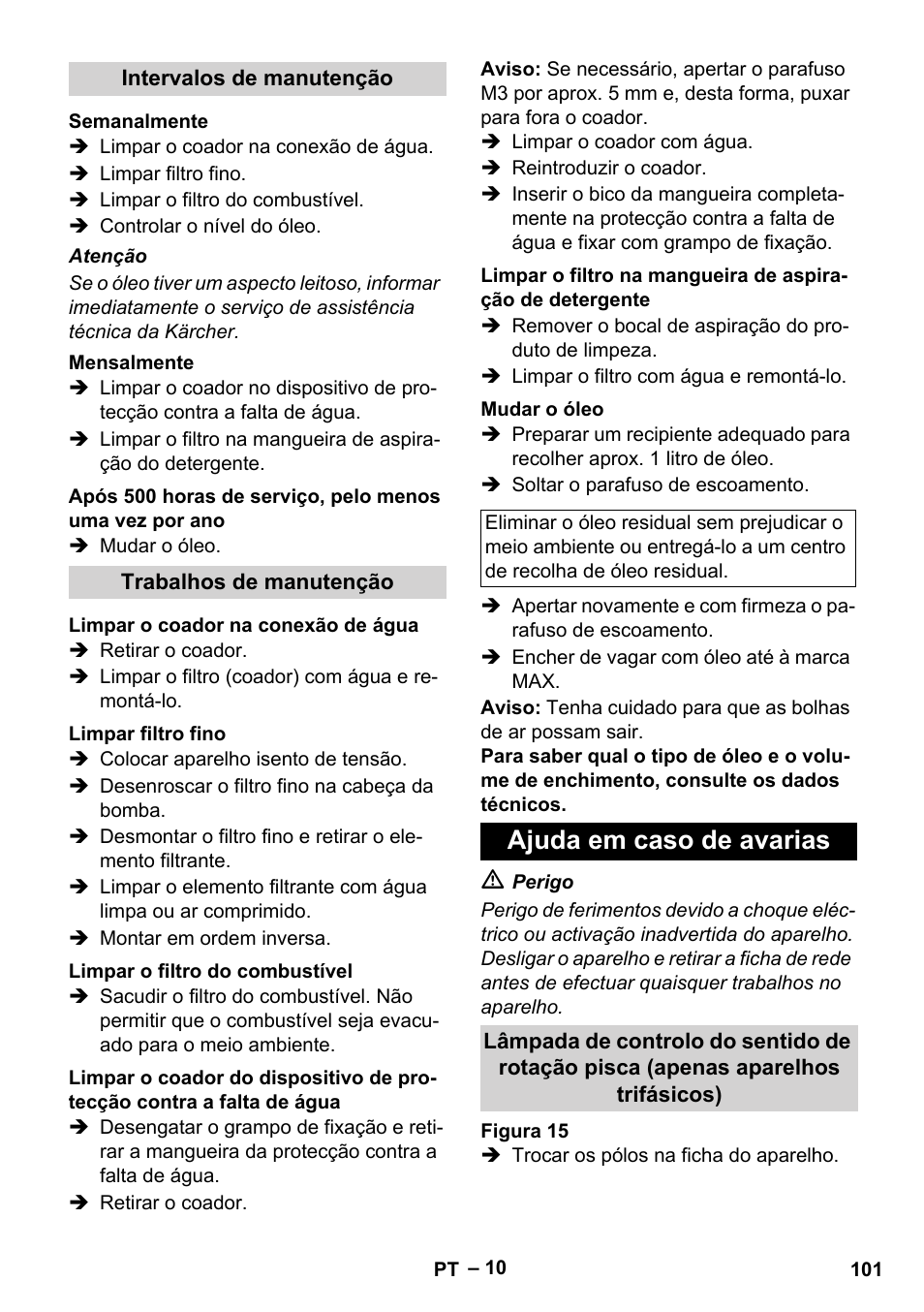 Ajuda em caso de avarias | Karcher HDS 7-16 4C Basic User Manual | Page 101 / 376