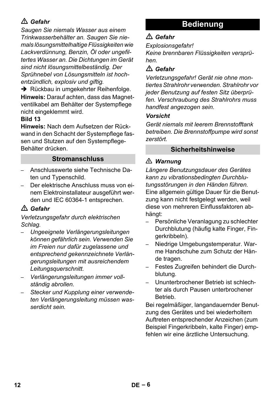 Bedienung | Karcher HDS 7-16 4C Basic User Manual | Page 12 / 376