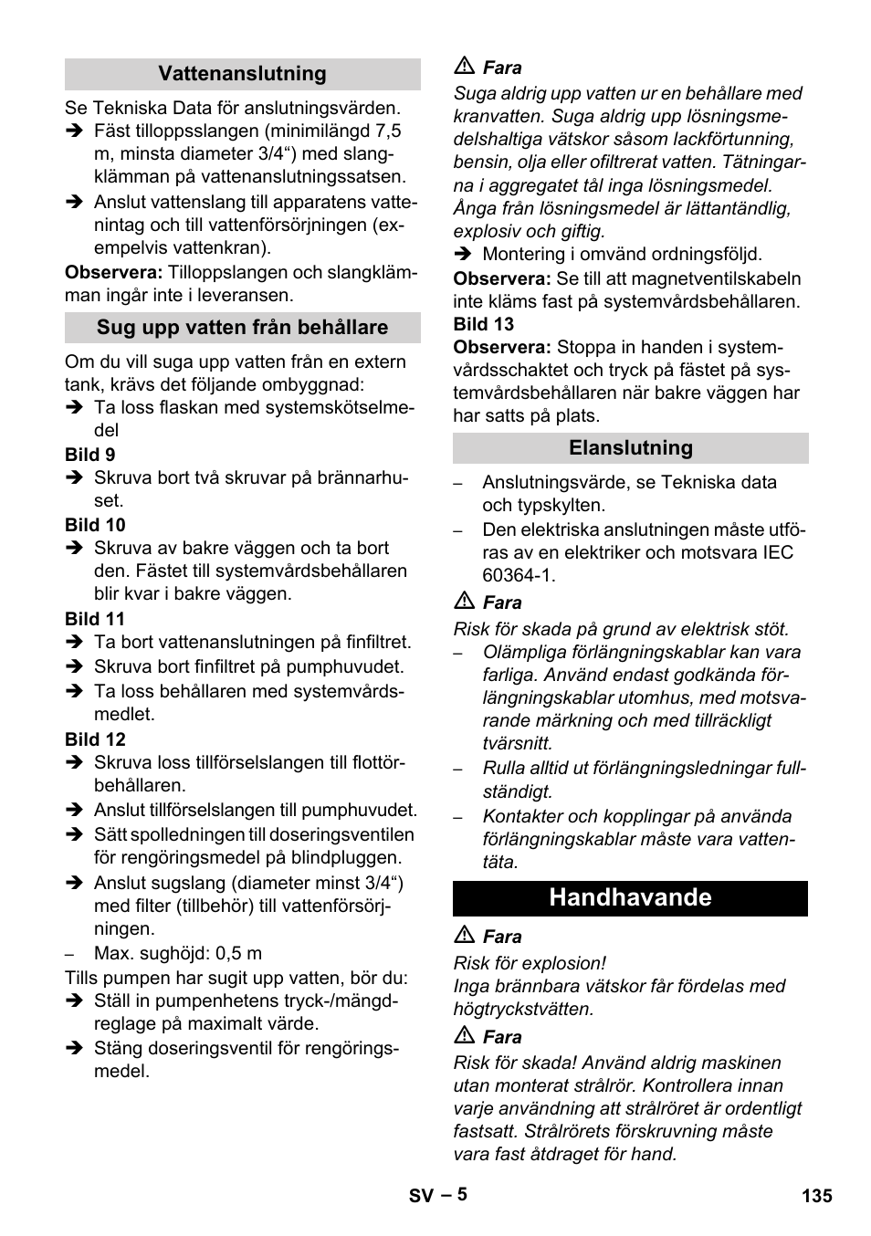 Handhavande | Karcher HDS 7-16 4C Basic User Manual | Page 135 / 376