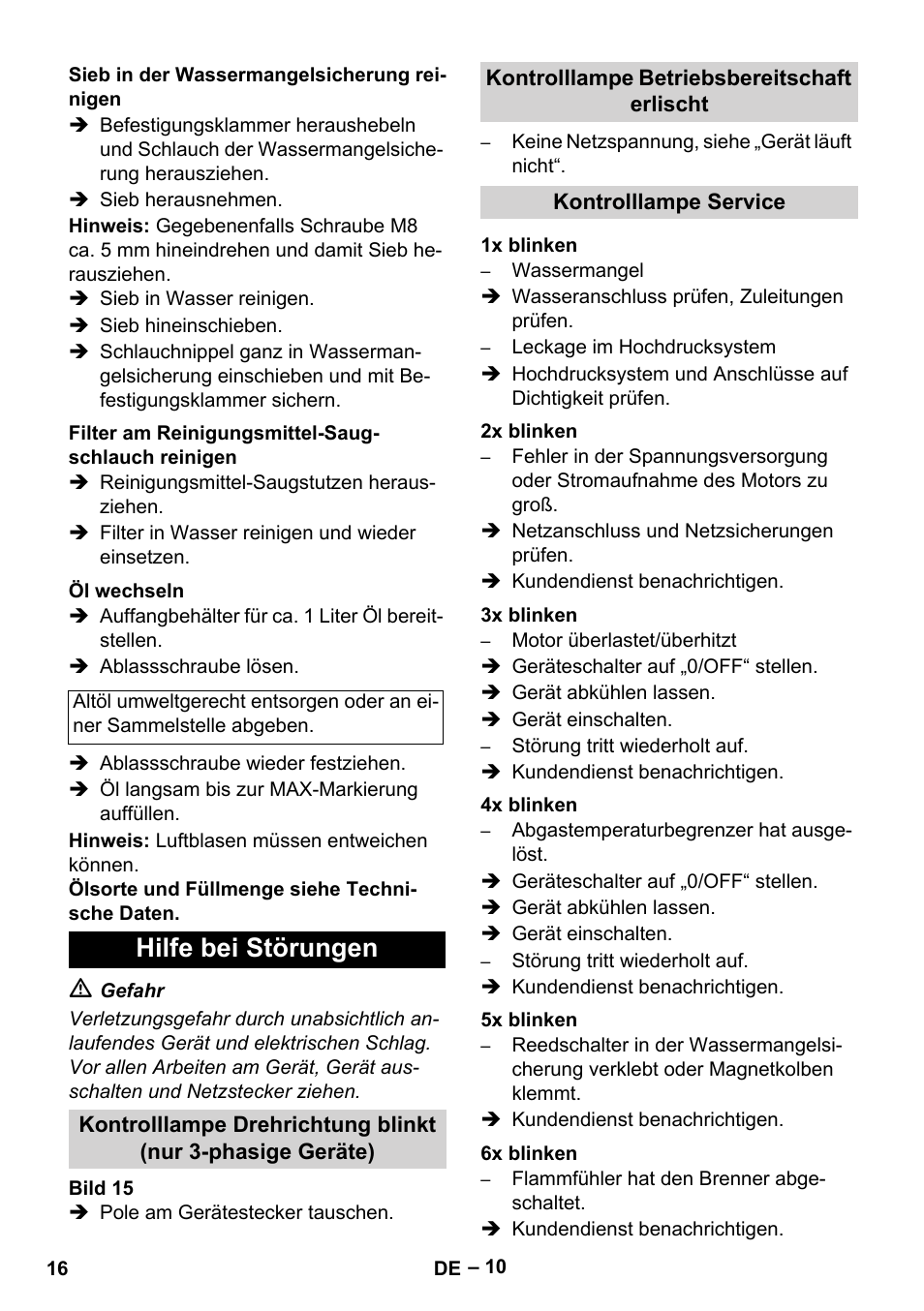 Hilfe bei störungen | Karcher HDS 7-16 4C Basic User Manual | Page 16 / 376