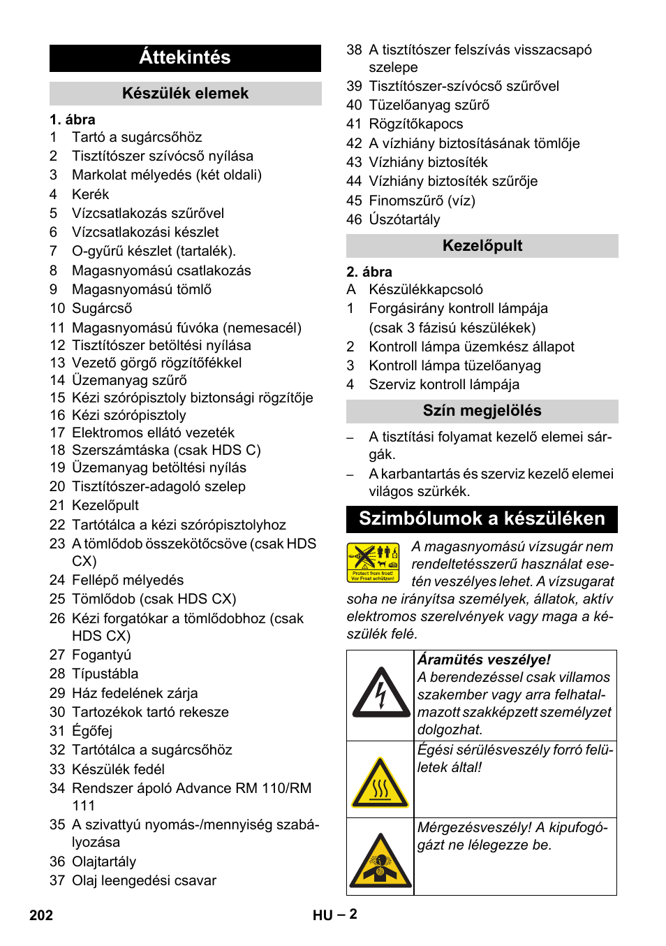 Áttekintés, Szimbólumok a készüléken | Karcher HDS 7-16 4C Basic User Manual | Page 202 / 376