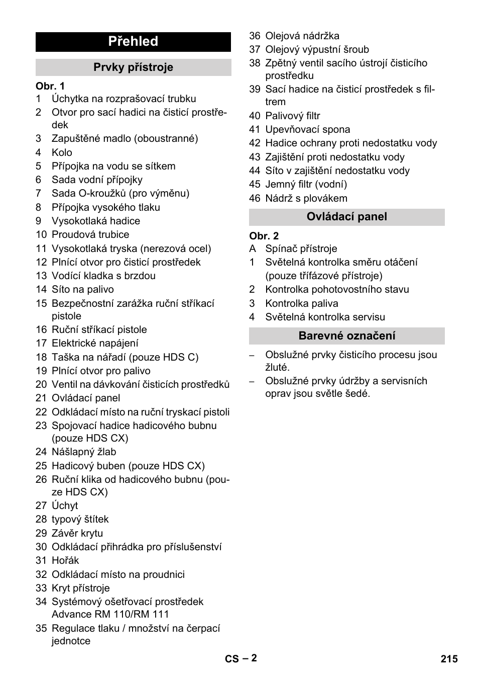 Přehled | Karcher HDS 7-16 4C Basic User Manual | Page 215 / 376