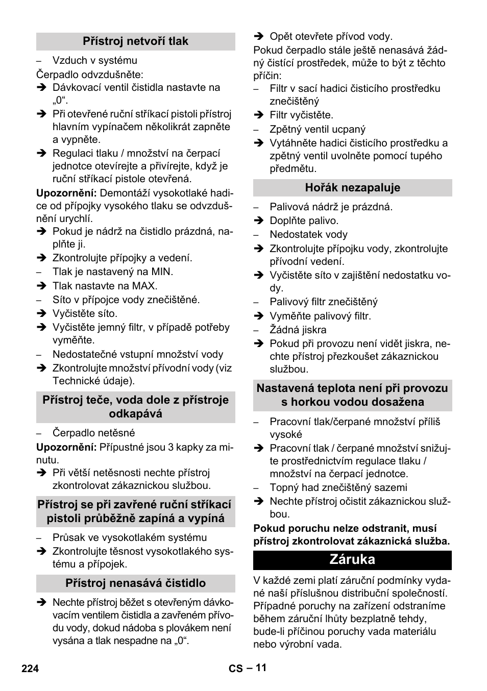 Záruka | Karcher HDS 7-16 4C Basic User Manual | Page 224 / 376