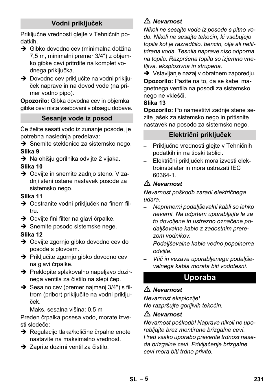 Uporaba | Karcher HDS 7-16 4C Basic User Manual | Page 231 / 376