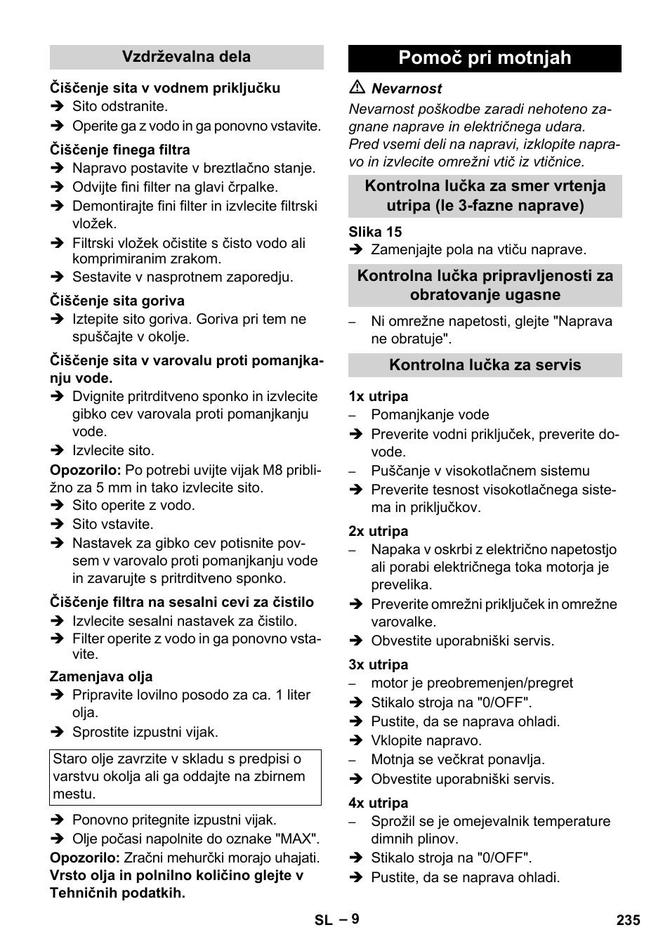 Pomoč pri motnjah | Karcher HDS 7-16 4C Basic User Manual | Page 235 / 376