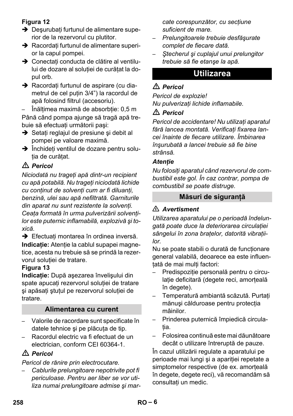 Utilizarea | Karcher HDS 7-16 4C Basic User Manual | Page 258 / 376