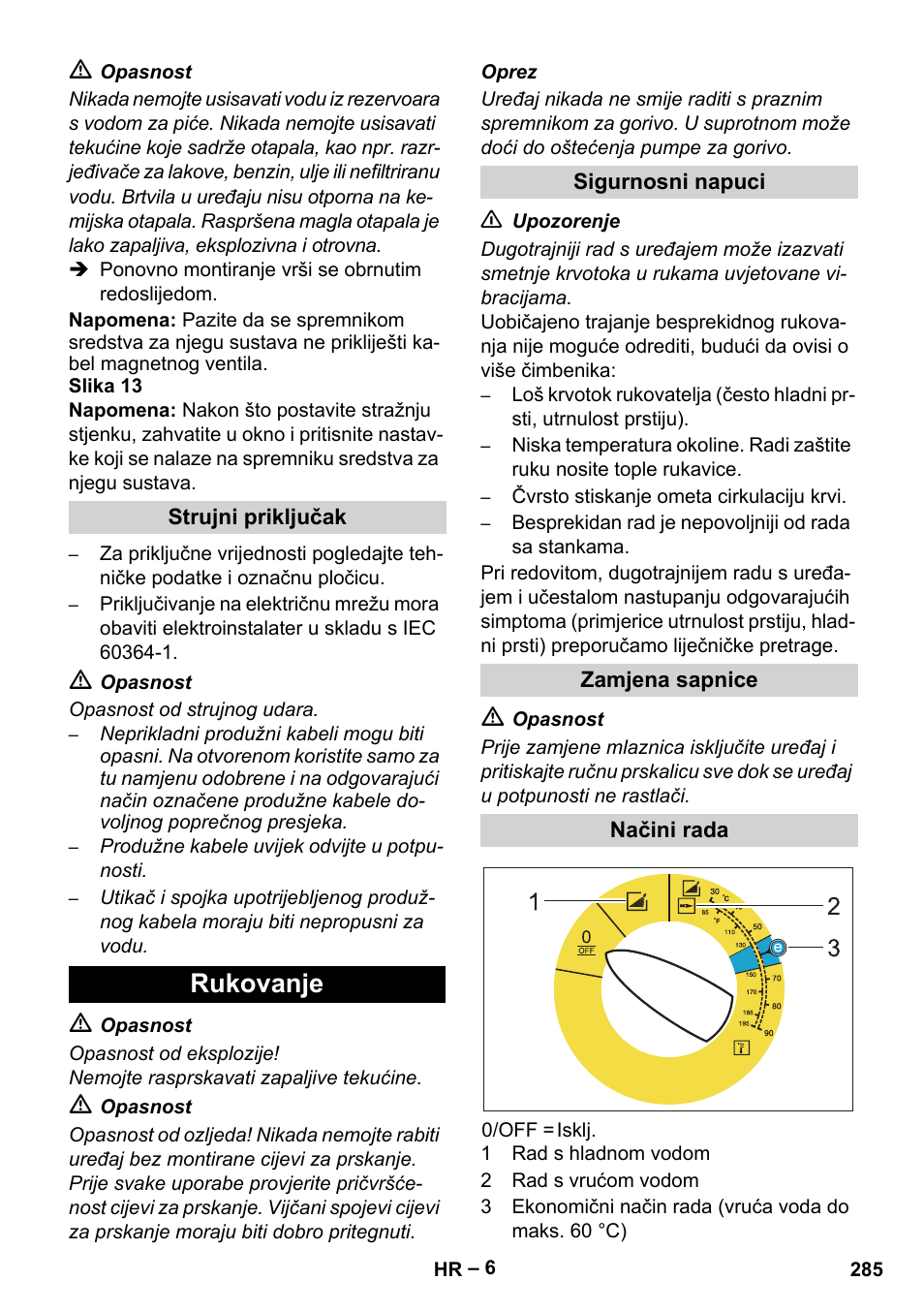 Rukovanje | Karcher HDS 7-16 4C Basic User Manual | Page 285 / 376