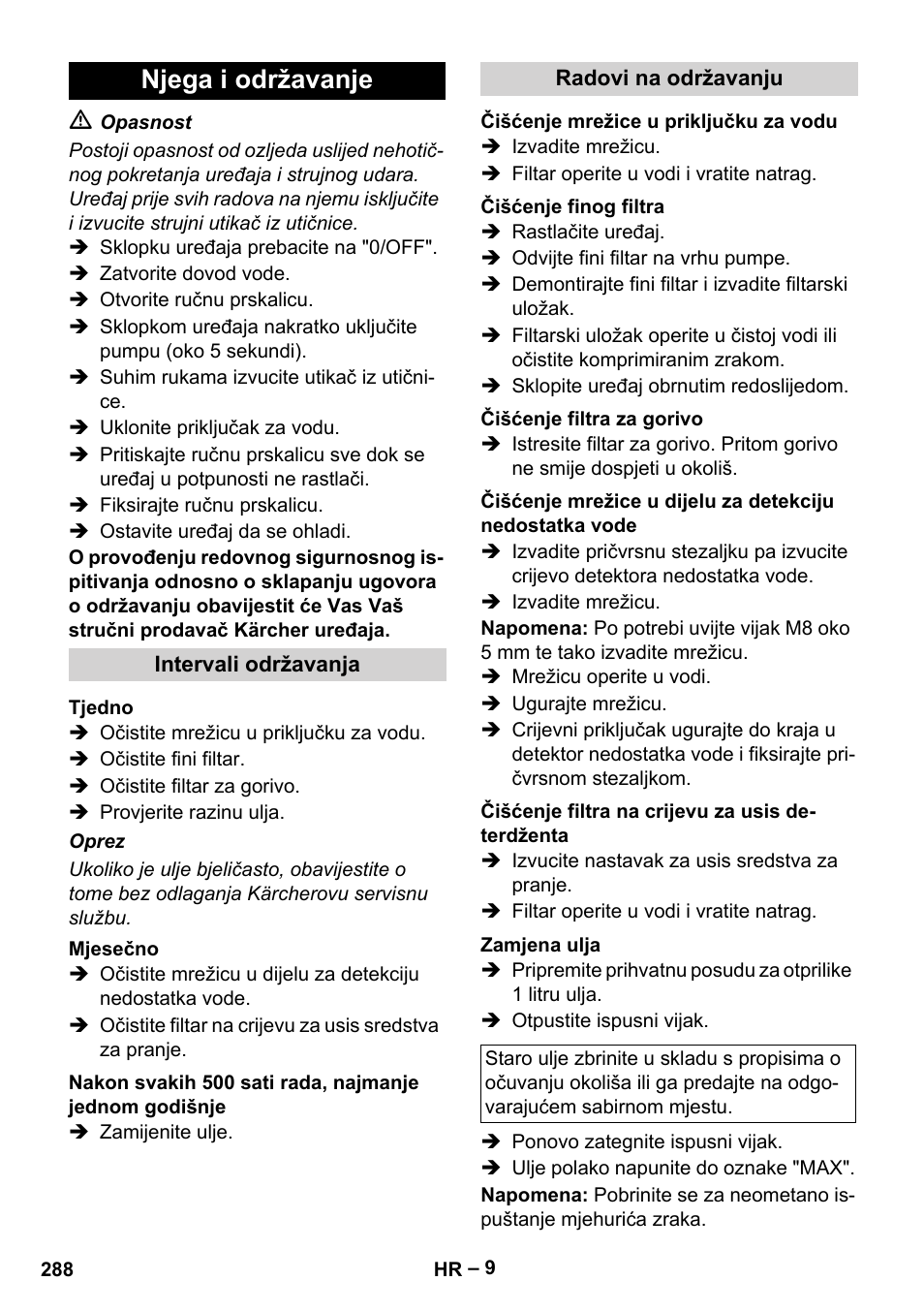 Njega i održavanje | Karcher HDS 7-16 4C Basic User Manual | Page 288 / 376