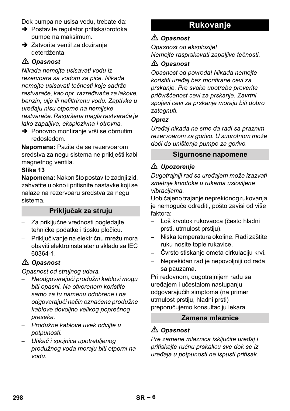 Rukovanje | Karcher HDS 7-16 4C Basic User Manual | Page 298 / 376