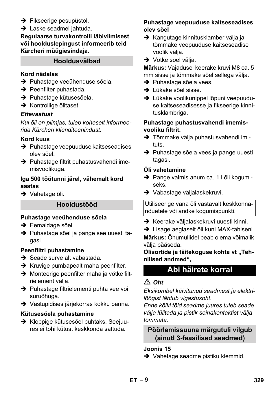 Abi häirete korral | Karcher HDS 7-16 4C Basic User Manual | Page 329 / 376