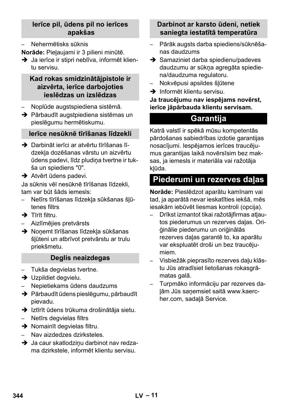 Garantija piederumi un rezerves daļas | Karcher HDS 7-16 4C Basic User Manual | Page 344 / 376