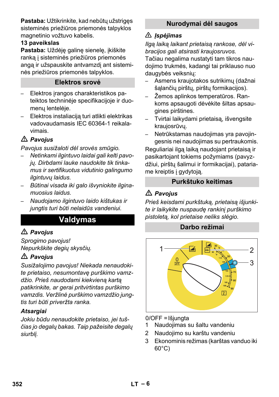 Valdymas | Karcher HDS 7-16 4C Basic User Manual | Page 352 / 376