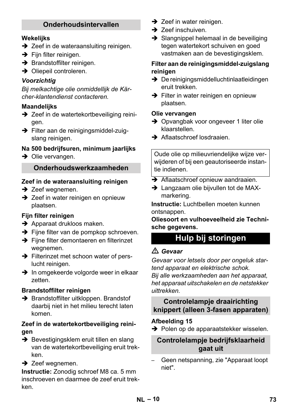 Hulp bij storingen | Karcher HDS 7-16 4C Basic User Manual | Page 73 / 376