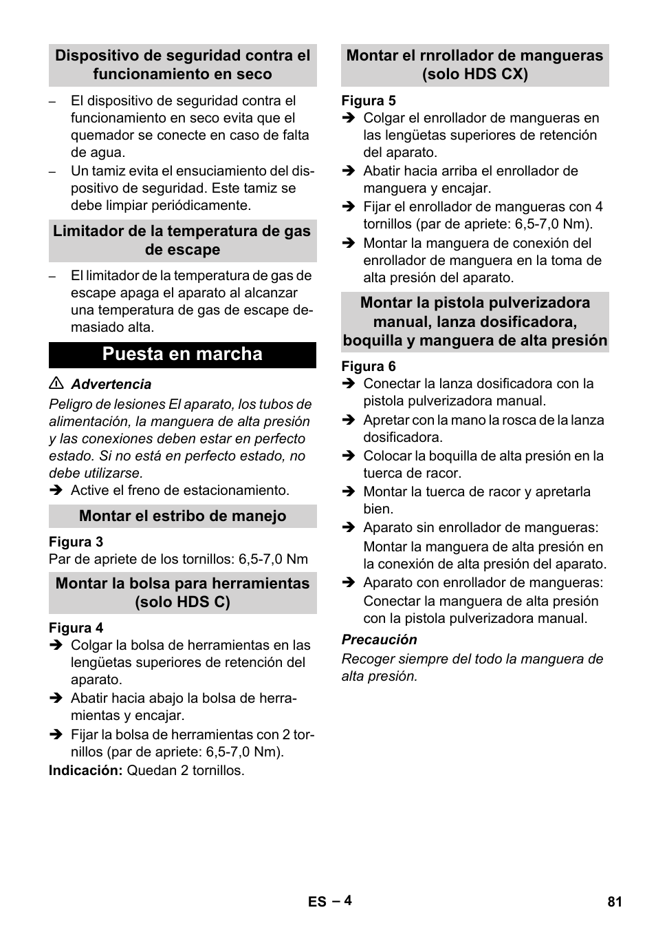 Puesta en marcha | Karcher HDS 7-16 4C Basic User Manual | Page 81 / 376