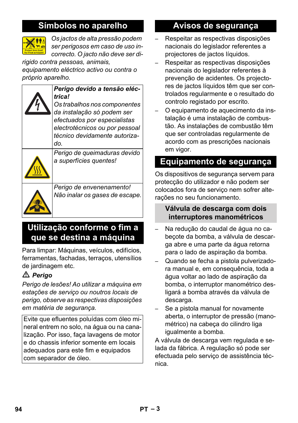 Símbolos no aparelho, Avisos de segurança equipamento de segurança | Karcher HDS 7-16 4C Basic User Manual | Page 94 / 376