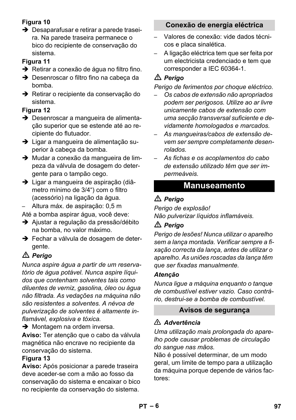 Manuseamento | Karcher HDS 7-16 4C Basic User Manual | Page 97 / 376