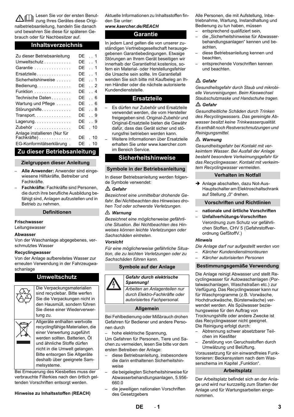 Karcher Système de recyclage des eaux usées WRP 16000 User Manual | Page 3 / 280