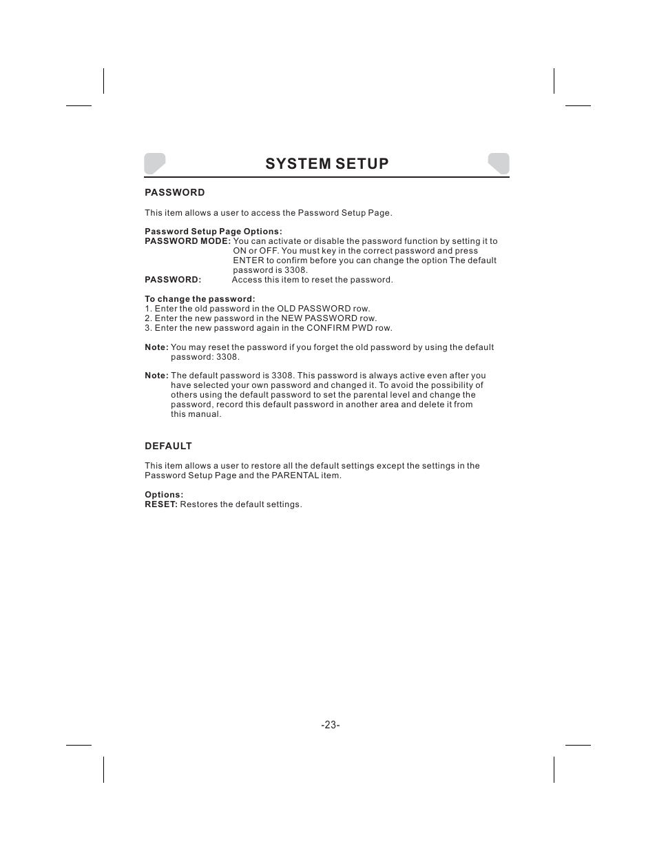 System setup | Audiovox DS9343TPK User Manual | Page 23 / 32