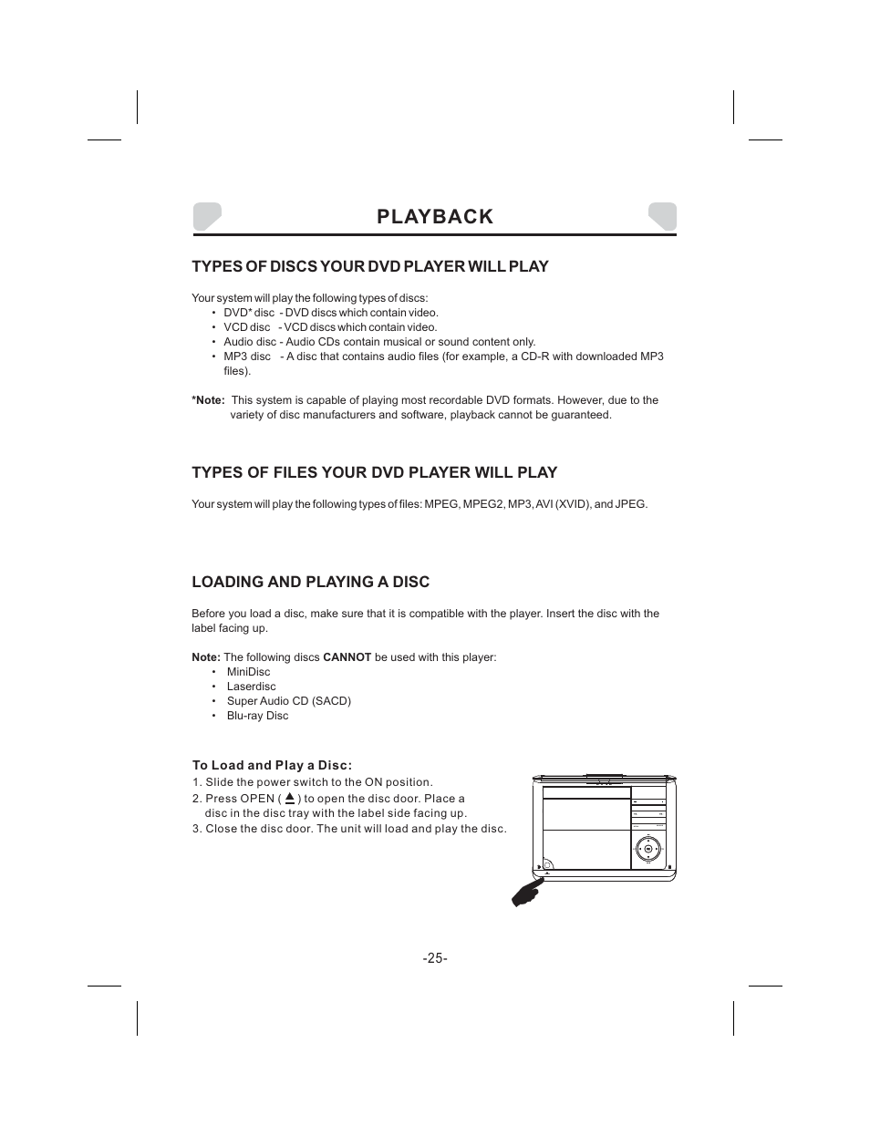 Playback | Audiovox DS9343TPK User Manual | Page 25 / 32