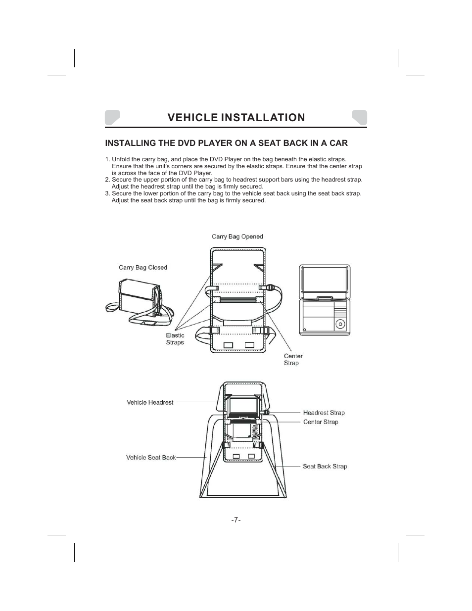 Vehicle installation | Audiovox DS9343TPK User Manual | Page 7 / 32