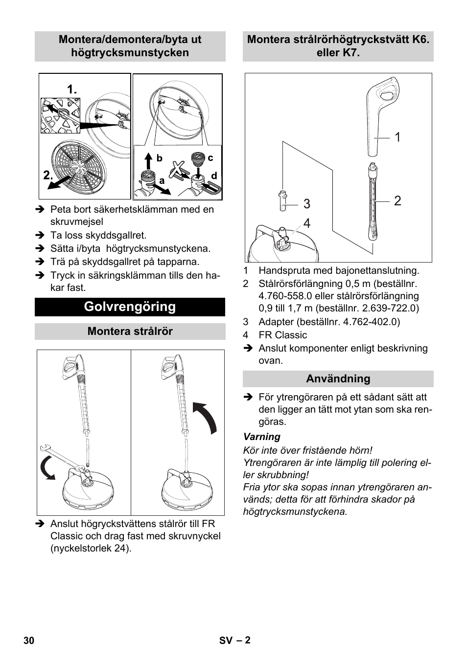 Golvrengöring | Karcher Nettoyeur haute pression HD 5-15 C+ avec FR Classic User Manual | Page 30 / 84