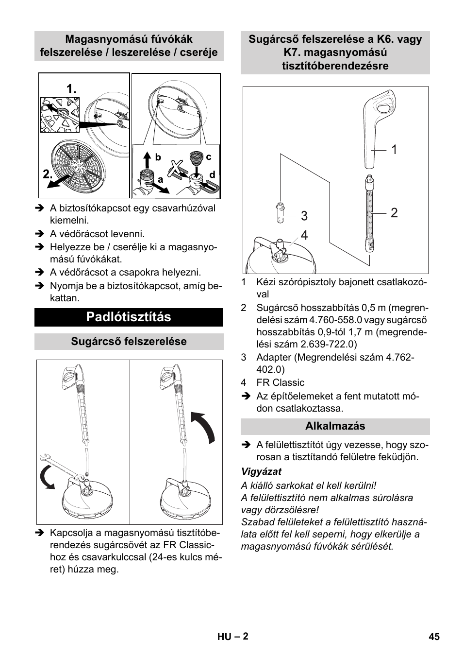 Padlótisztítás | Karcher Nettoyeur haute pression HD 5-15 C+ avec FR Classic User Manual | Page 45 / 84