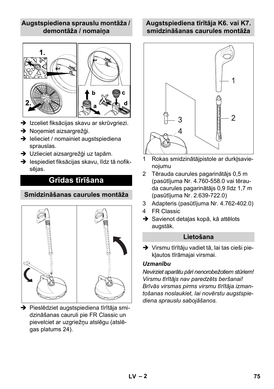 Grīdas tīrīšana | Karcher Nettoyeur haute pression HD 5-15 C+ avec FR Classic User Manual | Page 75 / 84