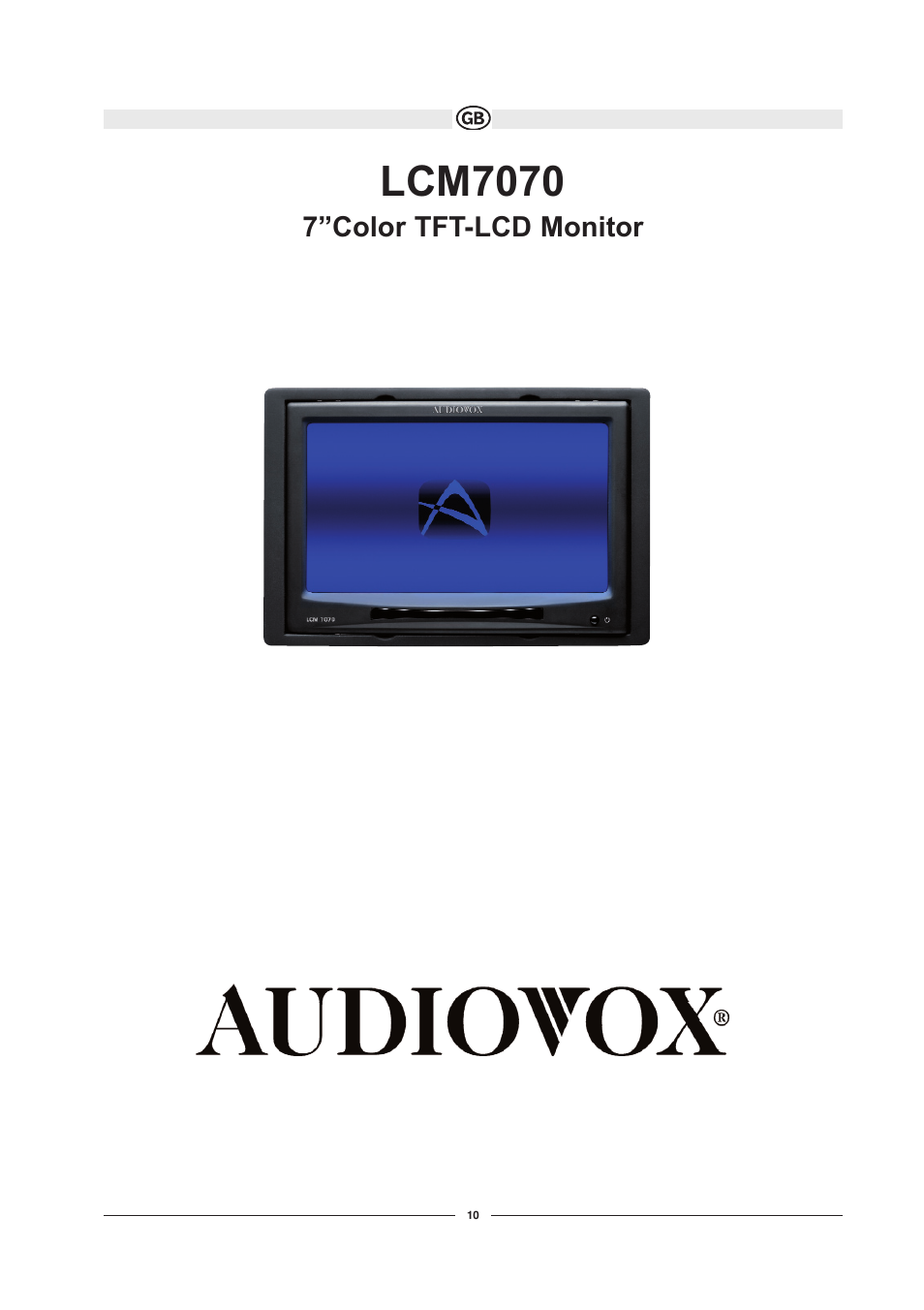 Audiovox LCM7070 User Manual | 9 pages