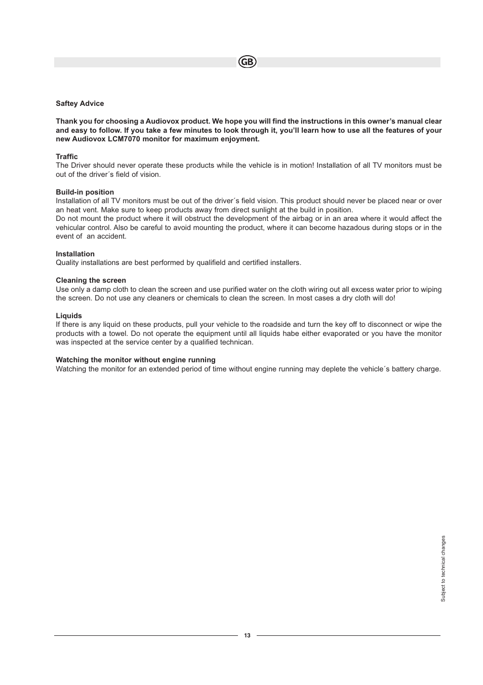 Audiovox LCM7070 User Manual | Page 4 / 9
