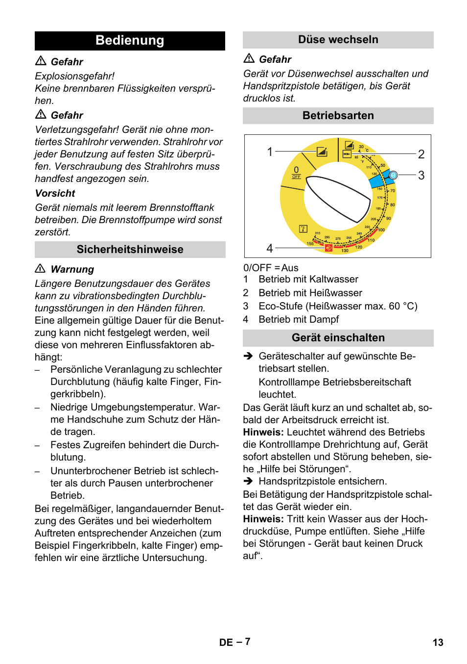 Bedienung | Karcher Nettoyeur haute pression HDS 8-18-4 C Classic User Manual | Page 13 / 460