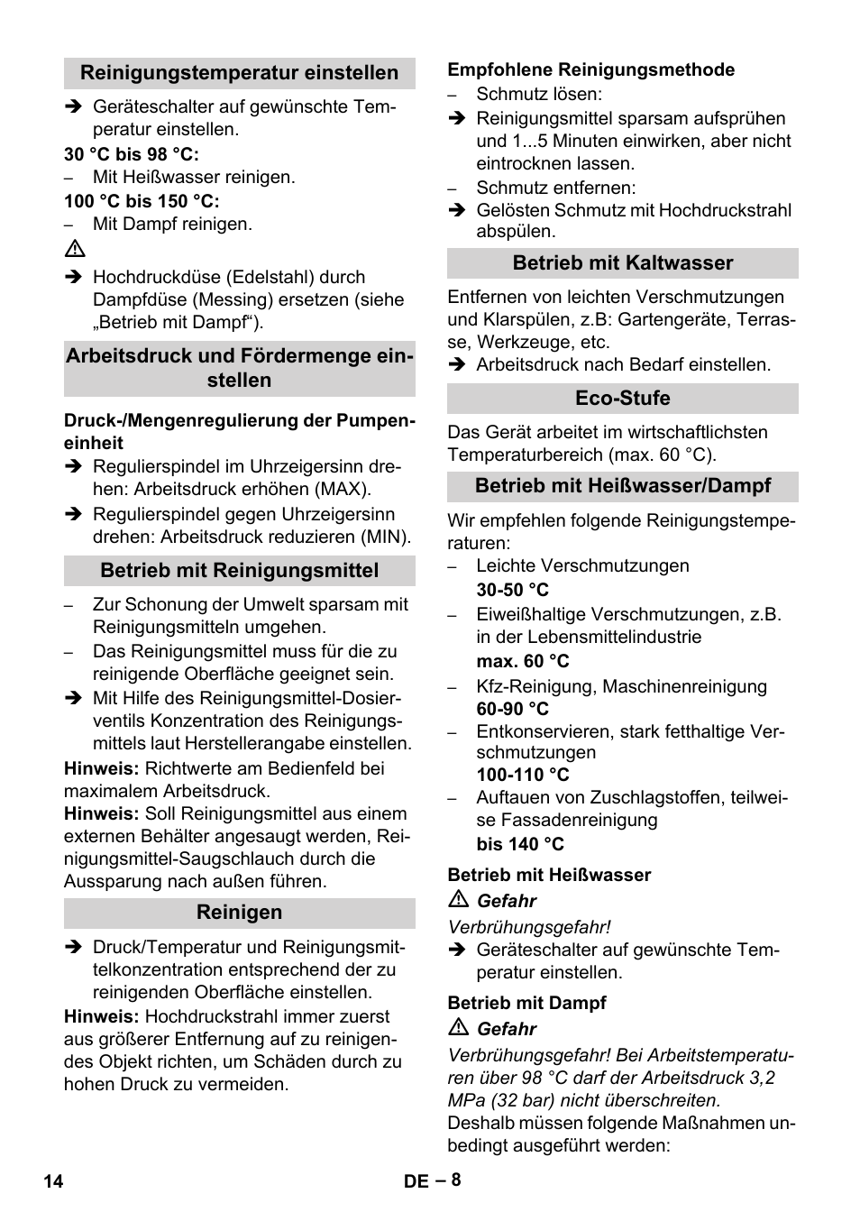 Karcher Nettoyeur haute pression HDS 8-18-4 C Classic User Manual | Page 14 / 460