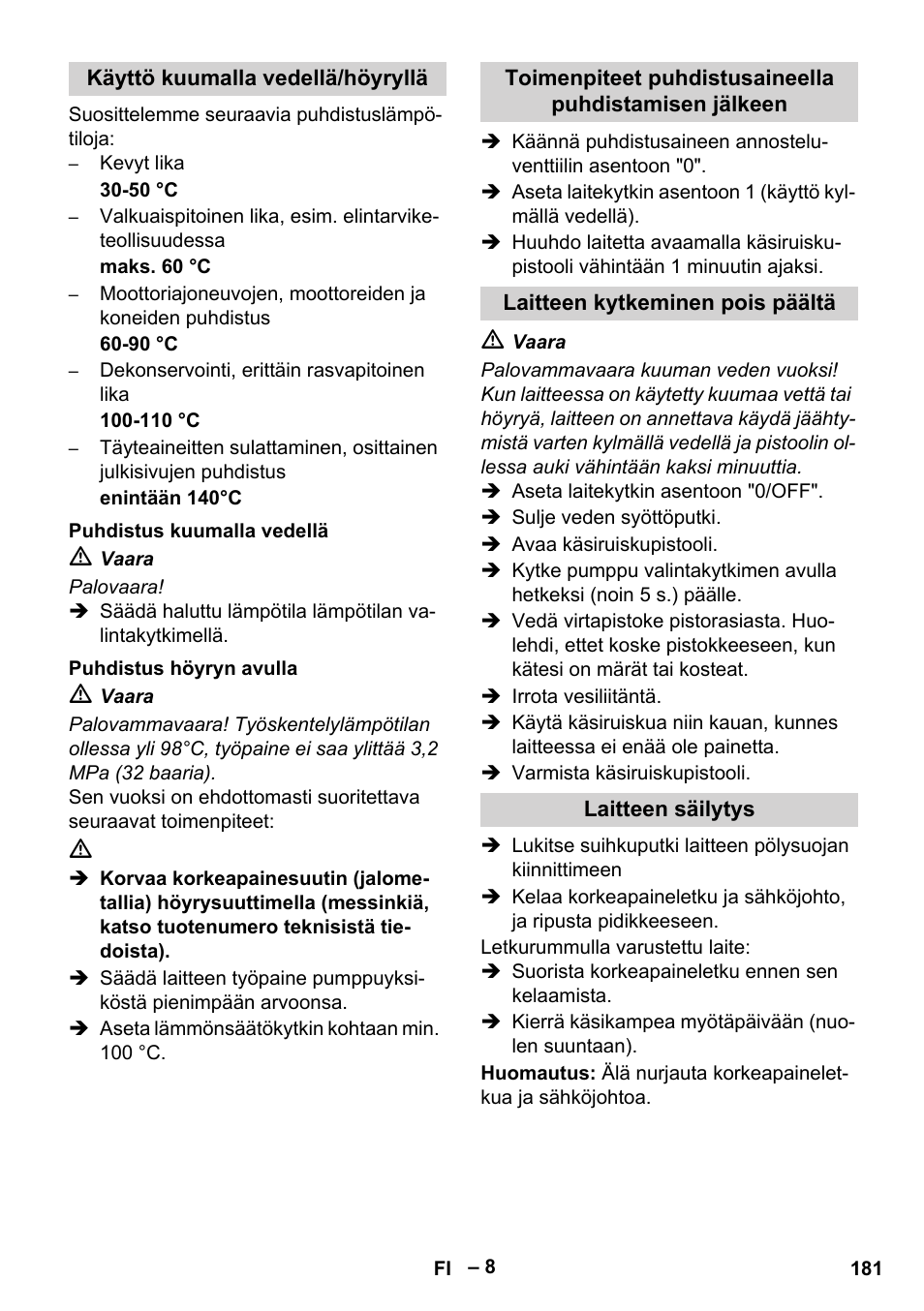 Karcher Nettoyeur haute pression HDS 8-18-4 C Classic User Manual | Page 181 / 460