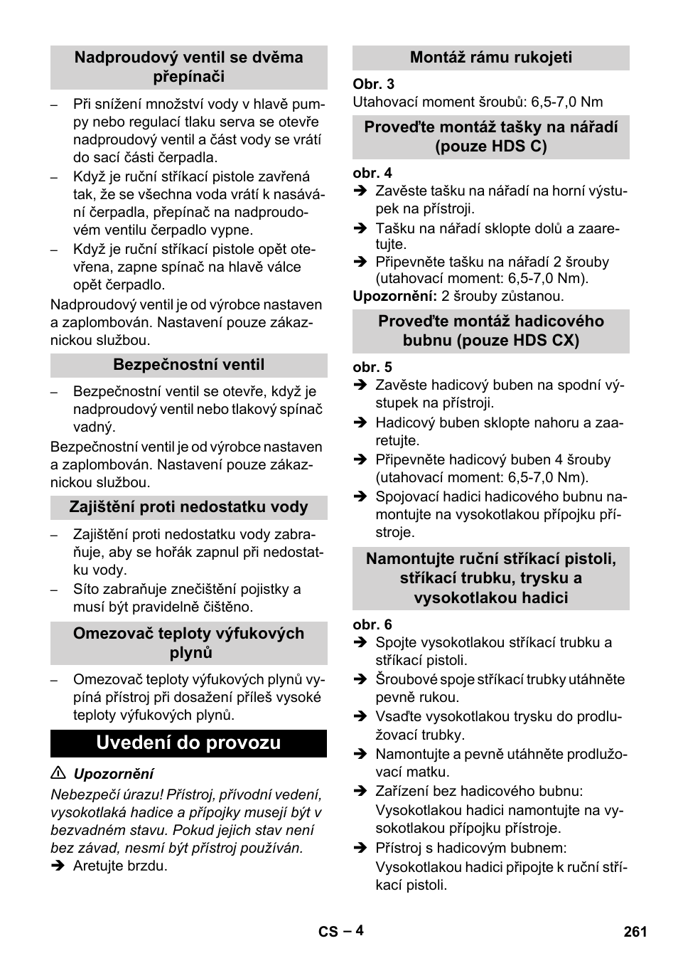 Uvedení do provozu | Karcher Nettoyeur haute pression HDS 8-18-4 C Classic User Manual | Page 261 / 460